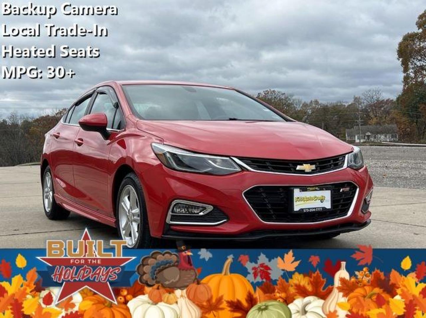 2017 RED /Black CHEVROLET CRUZE LT (1G1BE5SM9H7) with an 1.4L engine, Automatic transmission, located at 2990 Old Orchard Rd., Jackson, MO, 63755, 37.354214, -89.612106 - Photo#0