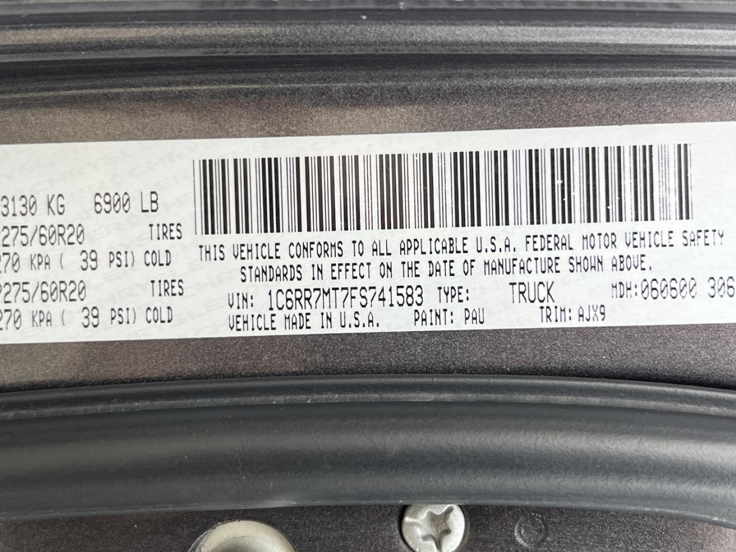 2015 GRAY /Black Leather/Cloth RAM 1500 SPORT (1C6RR7MT7FS) with an 5.7L engine, Automatic transmission, located at 2990 Old Orchard Rd., Jackson, MO, 63755, 37.354214, -89.612106 - Photo#46