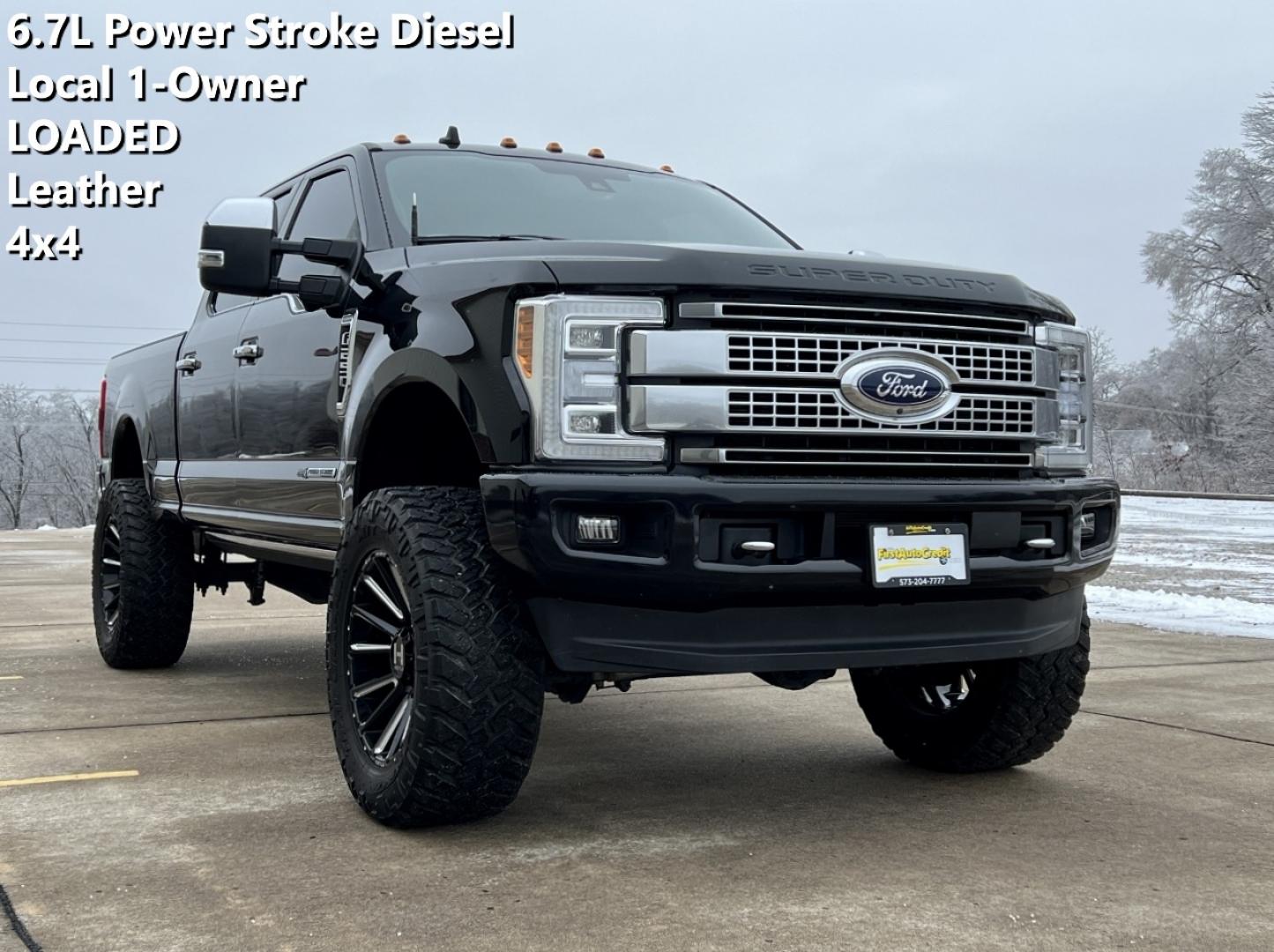 2019 BLACK /Black Leather FORD F250 SUPER DUTY PLATINUM (1FT7W2BTXKE) with an 6.7L V8 Power Stroke Turbo Diesel engine, Automatic transmission, located at 2990 Old Orchard Rd., Jackson, MO, 63755, 37.354214, -89.612106 - 2019 Ford F-250 Super Duty Platinum Local 1-Owner 52xxx miles 4x4 6.7L V8 Power Stroke Turbo Diesel Automatic Navigation Backup Camera Power/Heated/Cooled Seats Heated Rear Seats Sunroof Power Running Boards 22" Wheels Bluetooth Remote Start Cruise Power Windows/Locks/Mirrors We hav - Photo#0