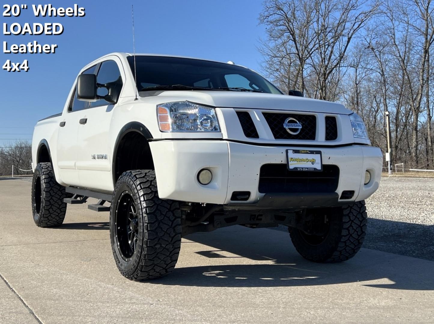 2012 WHITE /Black Leather Nissan Titan PRO-4X (1N6BA0EC6CN) with an 5.6L V8 engine, Automatic transmission, located at 2990 Old Orchard Rd., Jackson, MO, 63755, 37.354214, -89.612106 - 2012 Nissan Titan PRO-4X 165xxx miles 4x4 5.6L V8 Automatic Leather Navigation Rear Entertainment Power/Heated Seats Cruise Power Windows/Locks/Mirrors We have financing available and we accept trades! Fill out a credit application on our website or come by today! If you have any questio - Photo#0