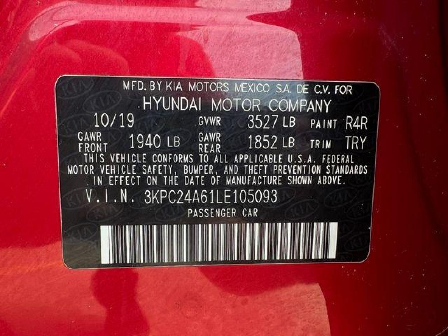 2020 RED /Black HYUNDAI ACCENT SE (3KPC24A61LE) with an 1.6L engine, Continuously Variable transmission, located at 2990 Old Orchard Rd., Jackson, MO, 63755, 37.354214, -89.612106 - Photo#44