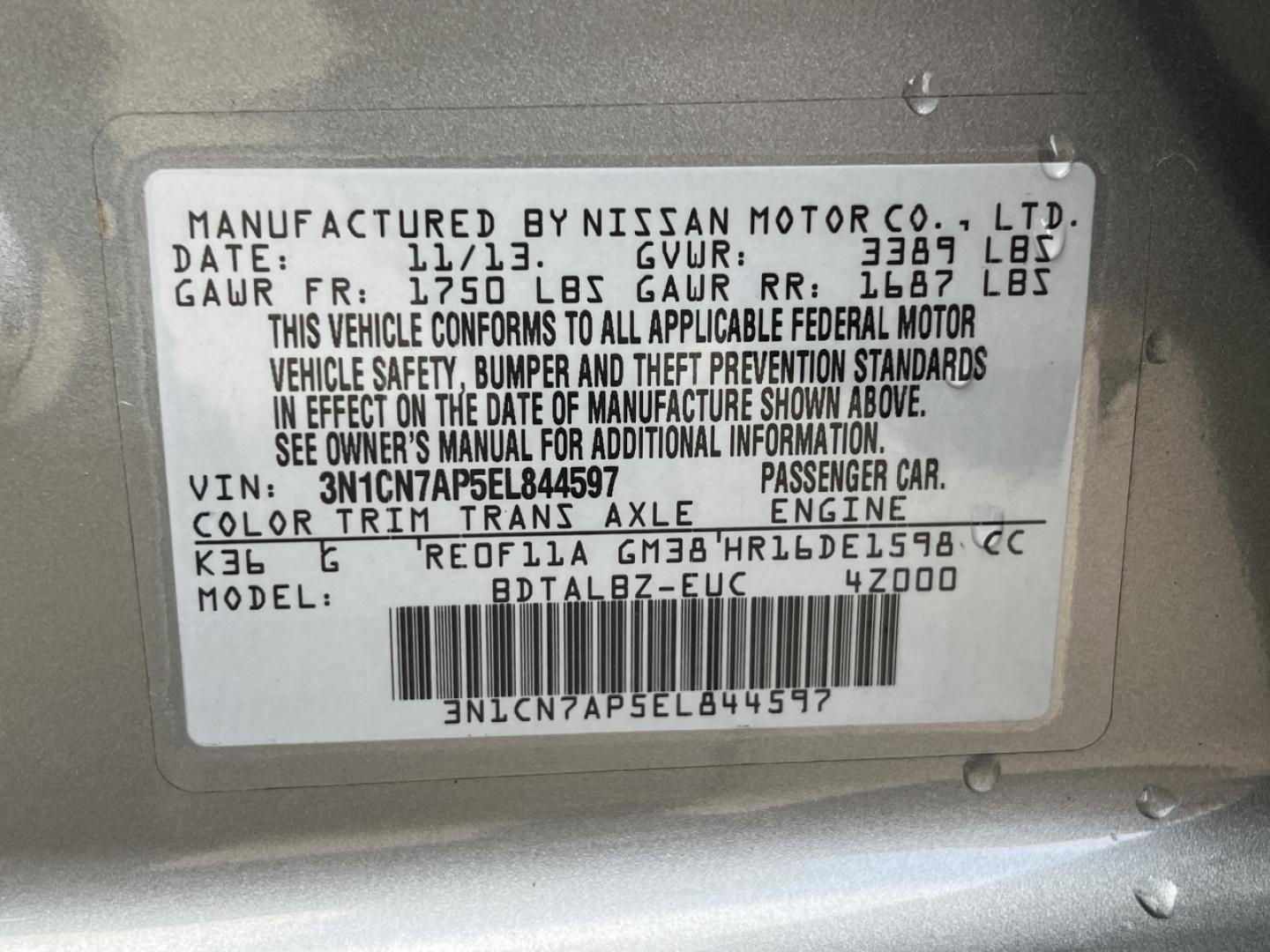 2014 GREY /Black Cloth NISSAN VERSA SV (3N1CN7AP5EL) with an 1.6L 4 Cyl. engine, Continuously Variable transmission, located at 2990 Old Orchard Rd., Jackson, MO, 63755, 37.354214, -89.612106 - 2014 Nissan Versa SV 143xxx miles Front Wheel Drive 1.6L 4 Cyl. Automatic Cruise Power Windows/Locks/Mirrors We have financing available and we accept trades! Fill out a credit application on our website or come by today! If you have any questions, give us a call at (573) 204-7777 or visit o - Photo#39