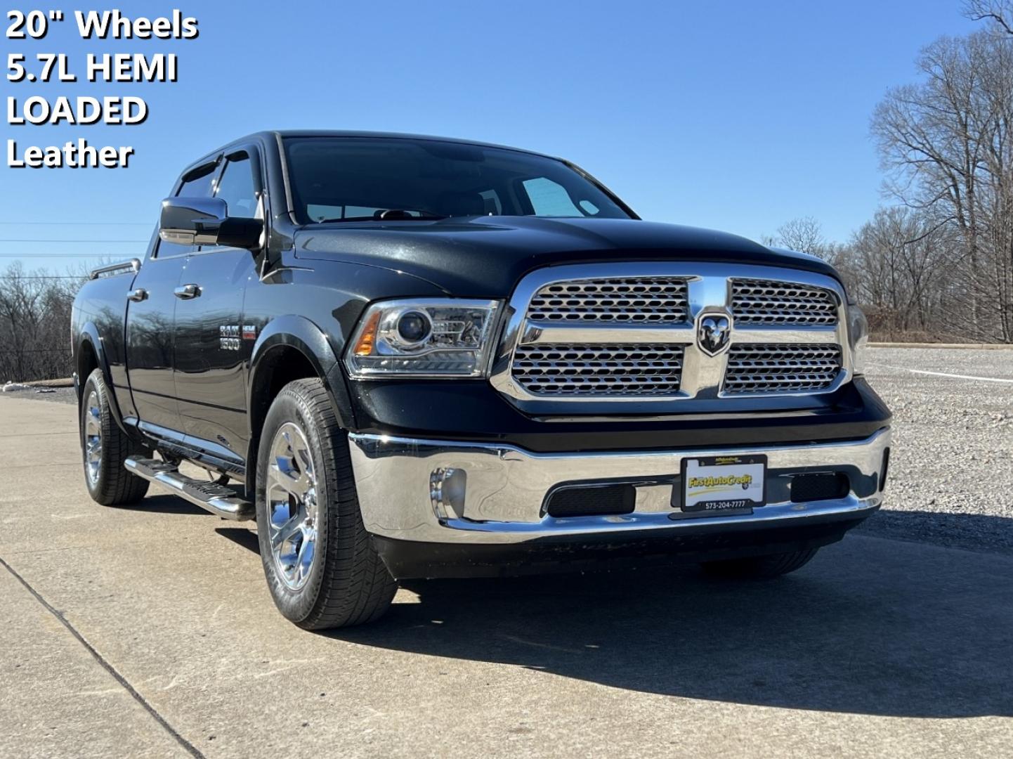 2017 BLACK /Black Leather RAM 1500 Laramie (1C6RR6VTXHS) with an 5.7L V8 HEMI engine, Automatic transmission, located at 2990 Old Orchard Rd., Jackson, MO, 63755, 37.354214, -89.612106 - 2017 Ram 1500 Laramie 93xxx miles Rear Wheel Drive 5.7L V8 HEMI Automatic Leather 20" Wheels Navigation Backup Camera Power/Heated/Cooled Seats Heated Steering Wheel Bluetooth Remote Start Cruise Power Windows/Locks/Mirrors We have financing available and we accept trades! Fill out a - Photo#0