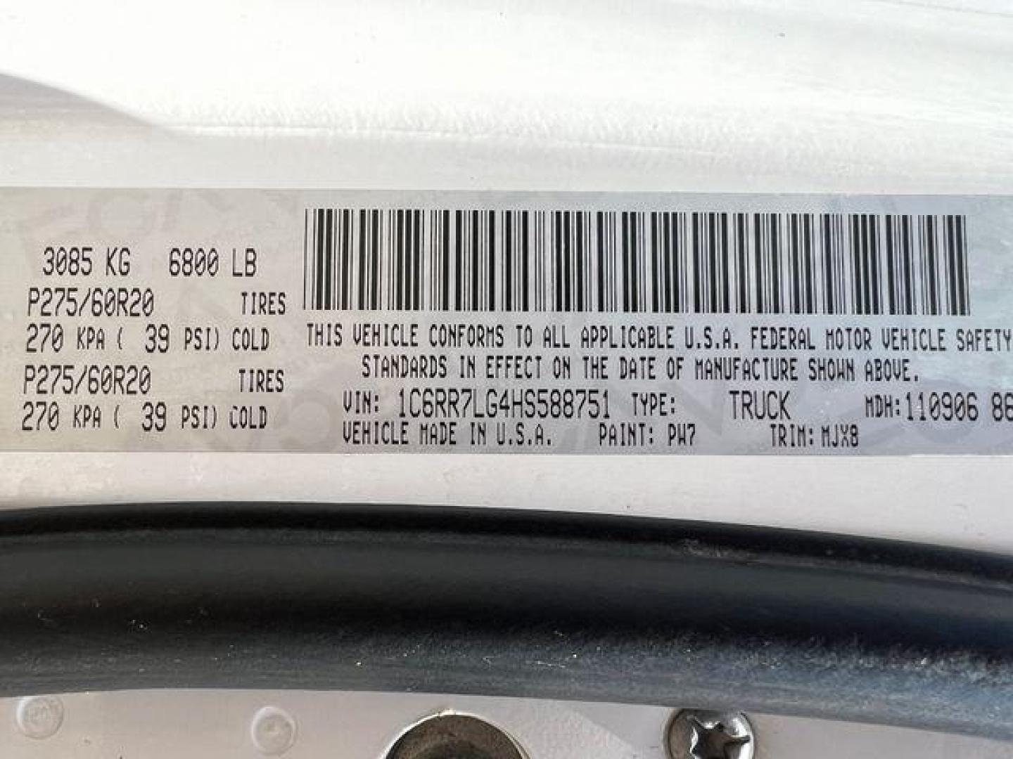 2017 WHITE /Gray RAM 1500 BIG HORN (1C6RR7LG4HS) with an 3.6L engine, Automatic transmission, located at 2990 Old Orchard Rd., Jackson, MO, 63755, 37.354214, -89.612106 - Photo#50