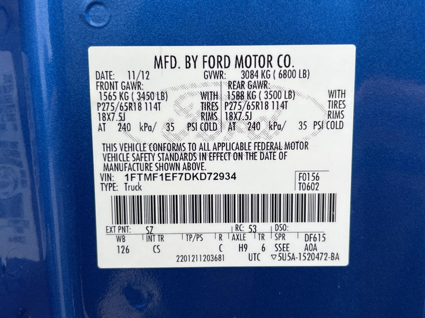 2013 BLUE /Gray Cloth FORD F150 STX (1FTMF1EF7DK) with an 5.0L engine, Automatic transmission, located at 2990 Old Orchard Rd., Jackson, MO, 63755, 37.354214, -89.612106 - Photo#43