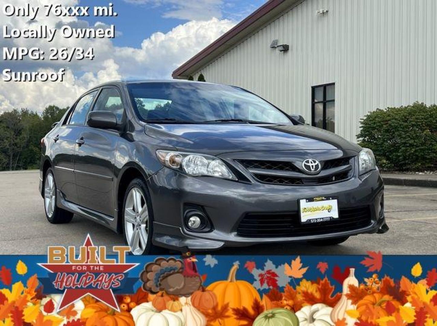 2013 /Black Toyota Corolla S (5YFBU4EE8DP) with an 1.8L 4 Cyl. engine, Automatic transmission, located at 2990 Old Orchard Rd., Jackson, MO, 63755, 37.354214, -89.612106 - 2013 Toyota Corolla SOnly 76xxx milesFront Wheel Drive1.8L 4 Cyl.AutomaticSunroofCruisePower Windows/Locks/MirrorsWe have financing available and we accept trades! Fill out a credit application on our website or come by today!If you have any questions give us a call at (573) 204-7777 or visit our w - Photo#0