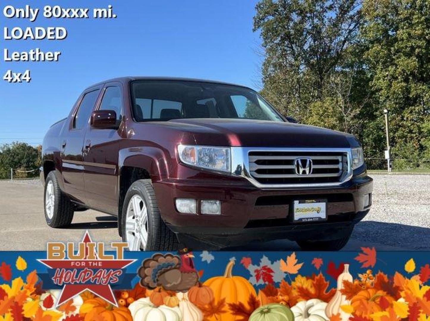 2013 MAROON /Black HONDA RIDGELINE RTL (5FPYK1F59DB) with an 3.5L engine, Automatic transmission, located at 2990 Old Orchard Rd., Jackson, MO, 63755, 37.354214, -89.612106 - Photo#0